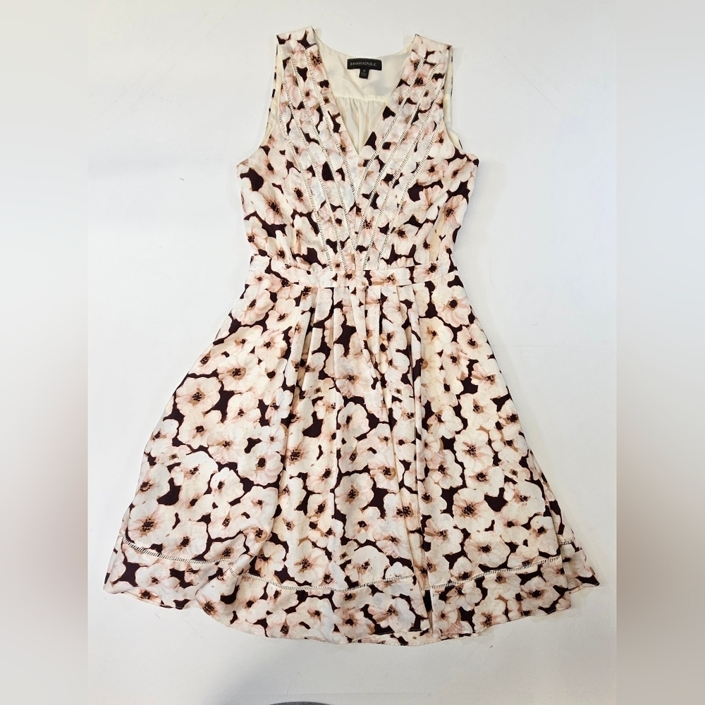 Banana Republic Cabernet and Blush Floral Dress Size Zero 0 - Picture 2 of 10
